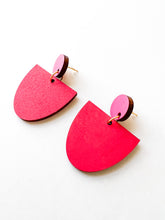 Load image into Gallery viewer, Berry Pink and Magenta Hand Painted Statement Earrings