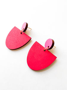 Berry Pink and Magenta Hand Painted Statement Earrings