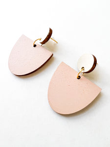 Ivory and Ballet Pink Hand Painted Statement Earrings