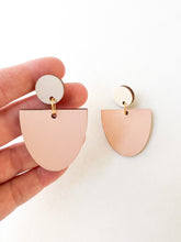 Load image into Gallery viewer, Ivory and Ballet Pink Hand Painted Statement Earrings