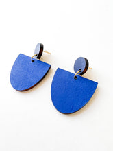 Load image into Gallery viewer, Navy and Royal Blue Hand Painted Statement Earrings