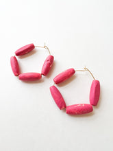 Load image into Gallery viewer, Hand Painted Peony Wood Hoops