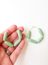 Load image into Gallery viewer, Hand Painted Pistachio Wood Hoops