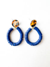 Load image into Gallery viewer, Tortoise and Royal Blue Clay Earrings