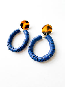 Tortoise and Royal Blue Clay Earrings