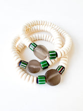 Load image into Gallery viewer, Charcoal Sea Glass with Green Glass Bracelet