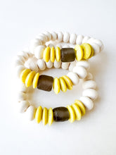Load image into Gallery viewer, Charcoal and Sunny Yellow Recycled Glass Bracelet