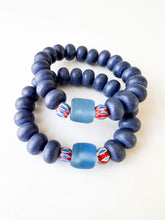 Load image into Gallery viewer, Royal Glass and Navy Blue Wood Bracelet