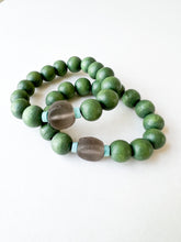 Load image into Gallery viewer, Charcoal and Mix of Greens Wood Bracelet