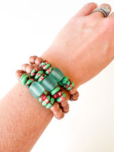 Load image into Gallery viewer, Mix of Greens Sea Glass and Brown Wood Bracelet