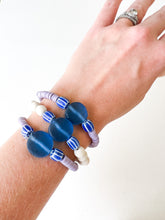 Load image into Gallery viewer, Royal Glass and Lavender Clay Bracelet