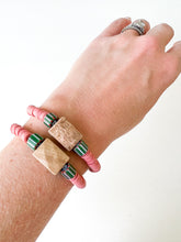 Load image into Gallery viewer, Tan Stone with Tomato Clay Bracelet