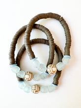 Load image into Gallery viewer, Sky Blue Sea Glass and Chocolate Brown Clay Bracelet