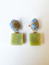Load image into Gallery viewer, Blue Floral and Sage Gem &#39;Wear It Two Ways&#39; Earring
