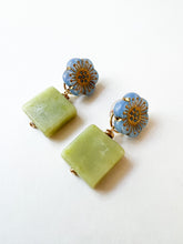 Load image into Gallery viewer, Blue Floral and Sage Gem &#39;Wear It Two Ways&#39; Earring