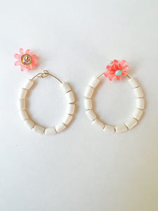 Ballet Pink and White Wood 'Wear It Two Ways' Earring