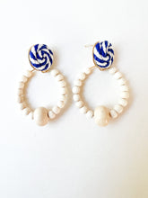 Load image into Gallery viewer, White and Natural Wood Rope Post Earrings