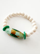 Load image into Gallery viewer, Emerald and Almond Hand Painted Wood Bracelet