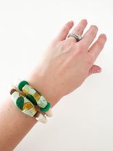 Load image into Gallery viewer, Emerald and Almond Hand Painted Wood Bracelet
