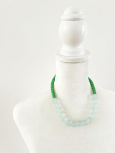 Grass and Icy Green Glass Beaded Necklace