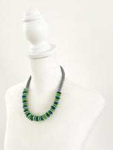 Load image into Gallery viewer, Gray and Mixed Green and Blue Glass Beaded Necklace