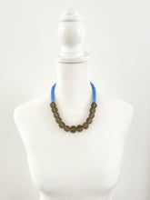 Load image into Gallery viewer, Sky Blue and Charcoal Sea Glass Beaded Necklace