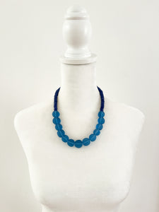 Mix of Blue Glass Beaded Necklace