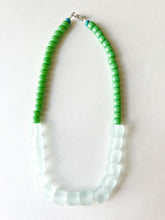 Load image into Gallery viewer, Grass and Icy Green Glass Beaded Necklace