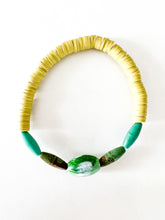 Load image into Gallery viewer, Hand Painted Green Wood with Olive Clay Bracelet
