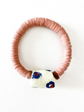 Load image into Gallery viewer, Dusty Rose Clay with Wood and Glass Bracelet