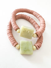 Load image into Gallery viewer, Dusty Rose and Sage Stone and Acrylic Bracelet