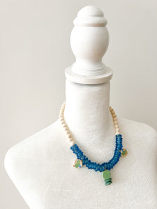 Hand Painted Wave Blue and Green Sea Spray Necklace