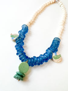 Hand Painted Wave Blue and Green Sea Spray Necklace