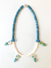Load image into Gallery viewer, Hand Painted Blue and Shell White Sea Spray Necklace