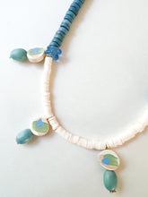 Load image into Gallery viewer, Hand Painted Blue and Shell White Sea Spray Necklace