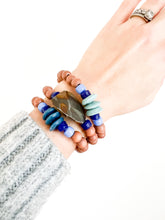 Load image into Gallery viewer, Gemstone and Recycled Royal Blue Glass Bracelet