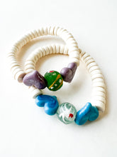 Load image into Gallery viewer, Hand Blown Glass Heart and Sea Glass Bracelet