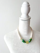 Load image into Gallery viewer, Hand Painted Emerald and Sage Wood Necklace