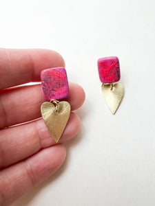 Mix of Pinks Hand Painted Post Earrings
