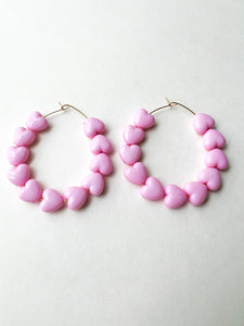 Ballet Pink Heart Hoop Earrings