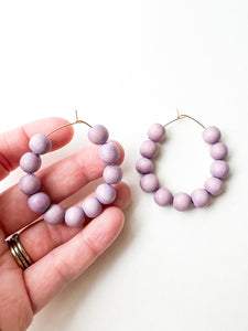 Lilac Wood Hoop Earrings