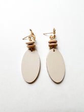 Load image into Gallery viewer, Hand Painted Ivory and Floral Drop Earrings