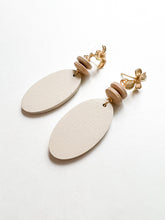 Load image into Gallery viewer, Hand Painted Ivory and Floral Drop Earrings