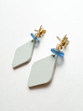 Load image into Gallery viewer, Hand Painted Sea Green Floral Drop Earring