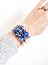 Load image into Gallery viewer, Mix of Blues Krobo and Sea Glass Bracelet