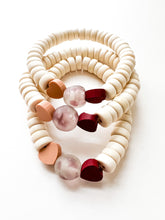 Load image into Gallery viewer, Tan and Maroon Hearts Bracelet