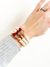 Load image into Gallery viewer, Tan and Maroon Hearts Bracelet