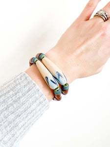 Hand Painted Sky Blue and Navy Tulip Bracelet