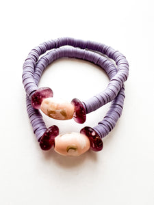 Hand Painted Violet and Lavender Abstract Bracelet