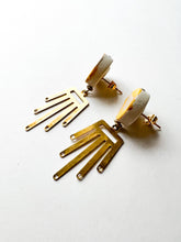 Load image into Gallery viewer, Hand Painted Sunny Yellow and Tan Geometric Earrings